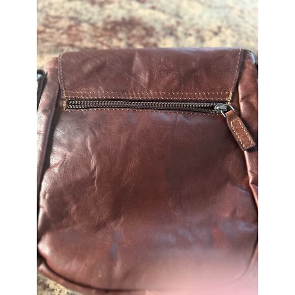 Jack Georges Voyager Horsehoe Leather Crossbody Bag Handstained GORGEOUS - Picture 12 of 15